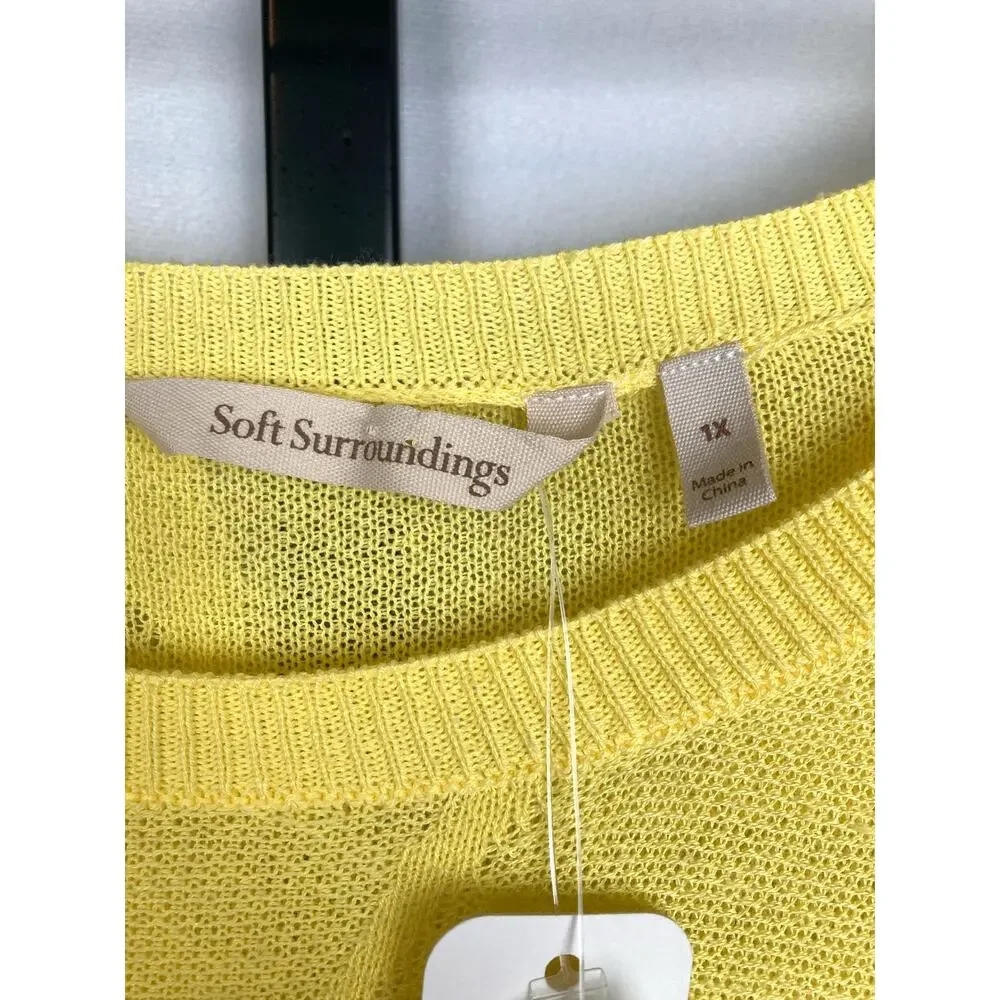 Soft Surroundings Floral Sweater Yellow Size 1X Open Knit Lightweight Soft NWT - Picture 8 of 10